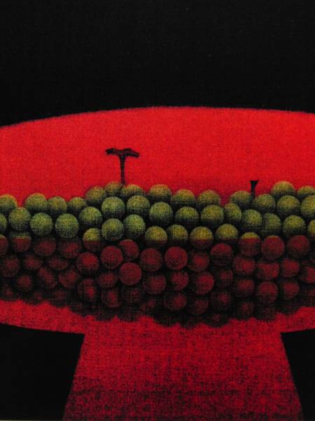 Yozo Hamaguchi, Rote Platte, Aus der Kupferstich- und Druckgrafik-Sammlung, Hochwertige Rahmung, Malerei, Ölgemälde, Natur, Landschaftsmalerei