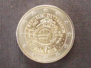 オーストリア　２ユーロ記念　２０１２年　ユーロ通貨１０周年