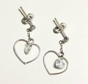 K14WG* earrings * Heart diamond earrings *