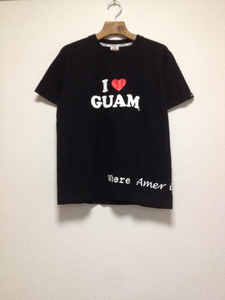 [即決古着]I LOVE GUAM/グアム/お土産Tシャツ/半袖/プリント/黒/ブラック/XS