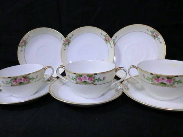 タイムセール1912手塗りオールドノリタケカップ&ソーサー3客8点