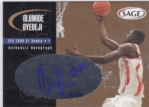 NBA 2000 SAGE auto Gold Olumide Oyedeji /200