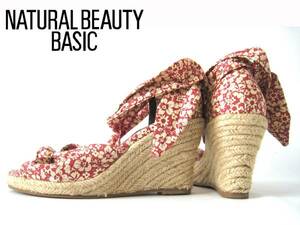  two point free shipping! N31! use 1 times NATURAL BEAUTY BASIC Natural Beauty Basic floral print sandals 22.5