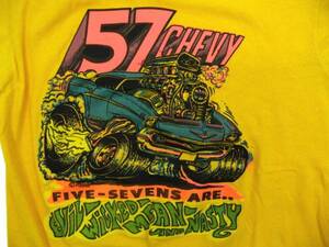 ROACH画【57CHEVY】シェビー 70s ビンテージ Tシャツ ★ TS NHRA エドロス 古着