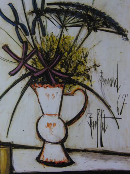 buffet, Flowers in a vase, Extremely rare framed painting, New frame included, Painting, Oil painting, Still life