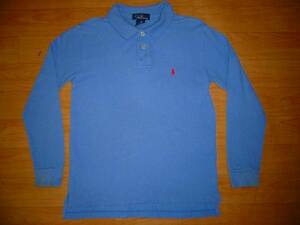  child clothes Ralph Lauren polo-shirt with long sleeves size 7 light blue USED