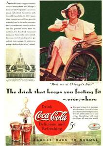 ●244F　1934年のレトロ広告　コカコーラ　Coca-Cola　Coke