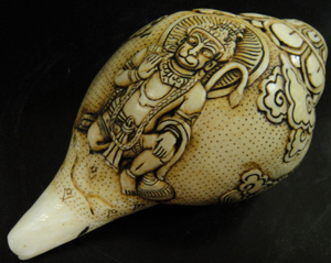 ◆チベット密教法具　法螺貝（シャンカ）・ハヌマーン