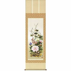 新品　掛け軸　四季花　吉井蘭月 　掛軸　花　絵画　茶道　花鳥