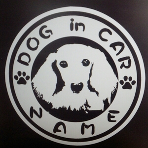  cutting seal : name go in {DOGinCAR} sticker / miniature Dux 