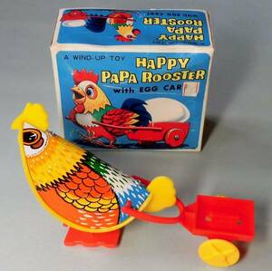 WIND UP TOY tin plate chicken that time thing 