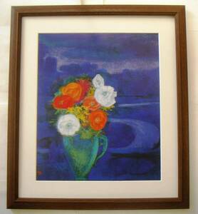 Art hand Auction ◆Tatsuo Takayama Flowers Art Print, wooden frame included, buy it now◆, Painting, Japanese painting, Flowers and Birds, Wildlife