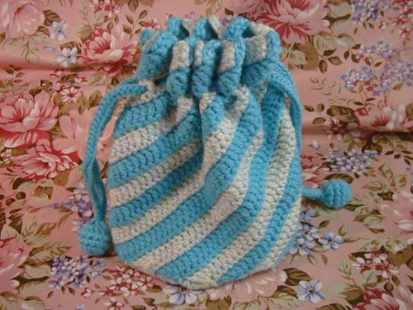 Handmade♪★Drawstring bag☆Light blue☆18cm, toy, game, stuffed toy, Amigurumi