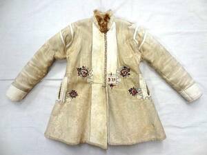  Vintage 1900S the first head Northern Europe ethnic race embroidery neitib mouton coat jacket folklore p Limitee .b rare Mu jiam