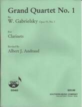 クラリネット4重奏楽譜/Gabrielsky:Grand Quartet No.1 Op.53-1_画像1