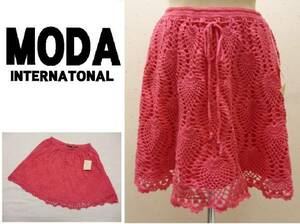 M76* new goods *MODAmo-da* key braided cotton knitted skirt * pink 
