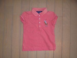  Ralph Lauren * big po knee embroidery orange polo-shirt with short sleeves *3 -years old 