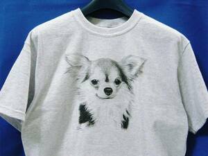 * stock adjustment liquidation price long coat chihuahua ash T-shirt M size *