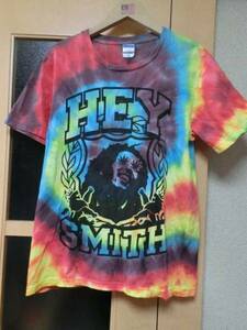 HEY-SMITH(ヘイスミス、ヘイスミ)2014年夏フェス限定バンドTシャツ色タイダイ柄レインボーカラーsizeM美中古品