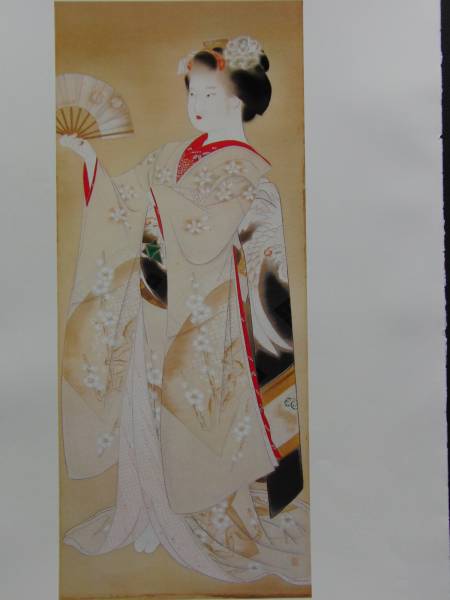 吉田博、舞妓、希少な額装用画集より、新品高級額装付、状態良好 吉田博、根津正直八百屋、希少な額装用画集より、新品高級額装付