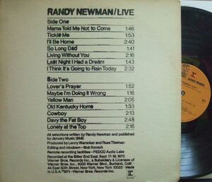 ３枚で送料無料【米Reprise】Randy Newman/Live