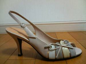  unused prompt decision Ginza Kanematsu sandals 22cm back strap pumps pink beige 