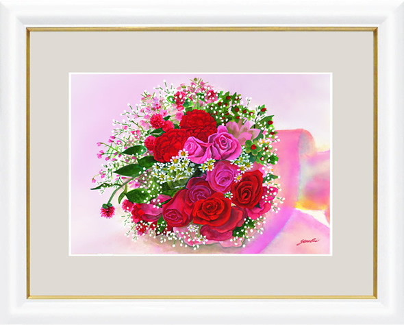 Neuer Blumenstrauß des Glücks, Rouge-Blumenstrauß, Feng Shui, Glücksbringer, Gemälde, Druck, Kunstwerk, drucken, Andere