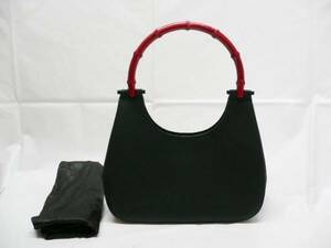 SALE! Gucci red bamboo * black handbag USED genuine article. 