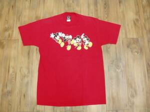 MICKEY　Tシャツ　usa製レッドL　ミッキー　Disney　ディズニー　古着