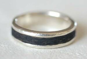  silver 925 made simple black . line entering ring 