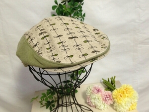 *grace Grace * cotton linen* leaf pattern. pretty hunting cap 