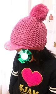 新品　バービー　Barbie ◆ ポンポン♪ニット帽子　キャスケット