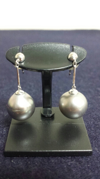 特上品 高級品 本物鑑定済 高級本物天然グレーパールピアス k14wg 天然真珠