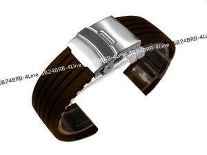 24mm silicon rubber belt for exchange Brown push buckle 