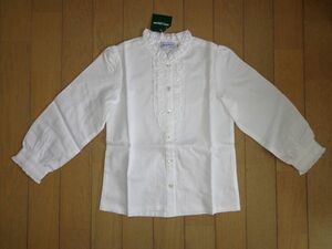  new goods * Miki House * white. frill attaching long sleeve blouse *110