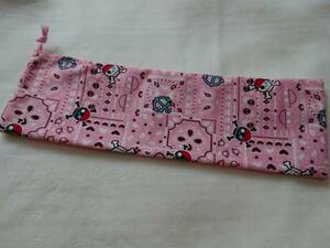 *sweet* long pouch * bandana skull pattern *. length pipe inserting * peach color!