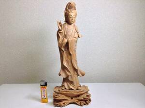 大処分SALE・木彫 彫刻 中国『柘植の観音様』仏教美術 オブジェ