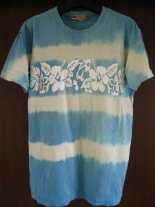 HONOLUA青空ブルーMハワイ水色サーフ青ROXY花柄アロハTシャツ雲Y