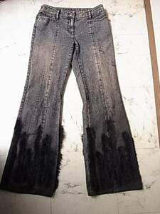 FRAGILE Fragile * hem rabbit fur attaching gorgeous Denim pants *++