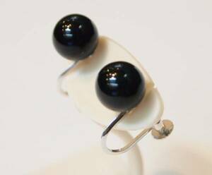  new goods free shipping K14WG made circle sphere 8mm natural black onyx simple earrings / white gold / standard / prompt decision equipped 