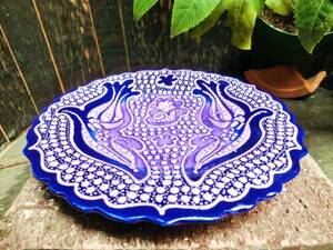 Art hand Auction 1 item [conditional free shipping] ☆New☆Turkish pottery hand-painted handmade plate M wall hanging tableware ⑫ Kyutahya pottery, tableware, Western tableware, others