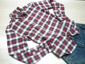 *TK Takeo Kikuchi * flannel shirt /3/L/ red white black,