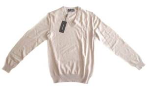  men's Dolce & Gabbana V neck cashmere sweater beige 48
