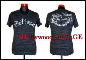 Hollywood SAVEGE Tシャツ★アメカジ マルチプリント 半袖 M 霜降り フロッキープリント グレー 白 メンズ