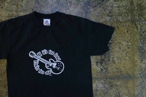 【古着ギタープリントＴシャツ黒S】音楽ロックパンクメロコア0's