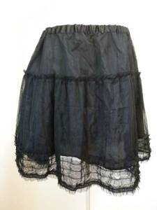 CLEF DE SOL* black auger nji- frill chu-ru skirt L/W69-77/22