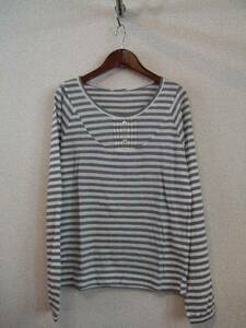 cantwo gray × white border long sleeve cut and sewn (USED)20714