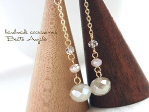 **+angelo+ button cut beads. chain earrings (p-041) white gold car in G ivory titanium resin earrings 