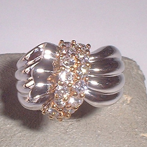  free shipping pt900/k18 diamond 15 stone 0.79ct ring size 12.5 number used pawnshop exhibition 