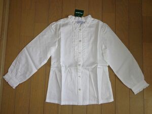  new goods * Miki House * white. frill attaching long sleeve blouse *120④